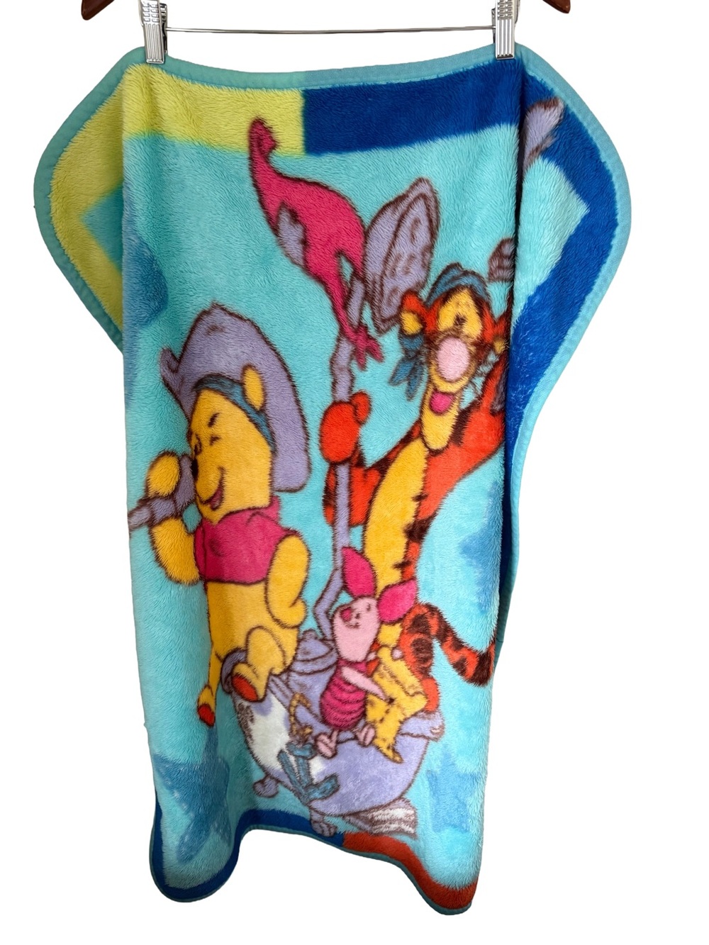 RARE Vintage Disney Winnie the Pooh Pirate Fleece Baby Blanket